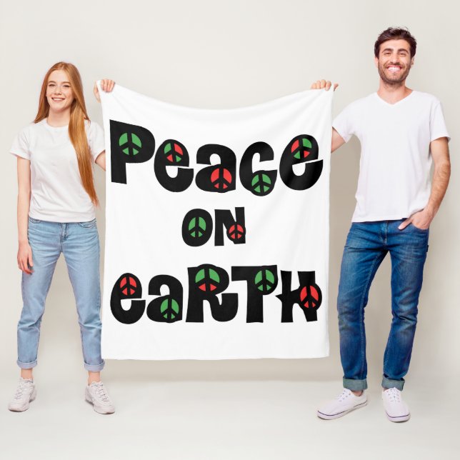 Peace On Earth Christmas Fleece Blanket (In Situ)