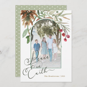 Peace on Earth Christmas Greenery Photo Card