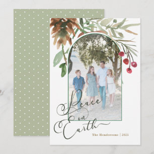 Peace on Earth Christmas Greenry Photo Card