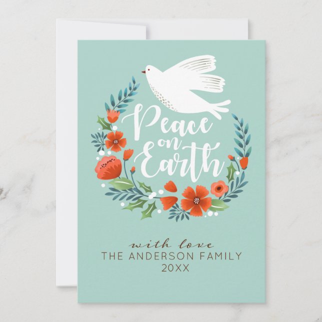 Peace on Earth Christmas Holiday Photo Card (Front)