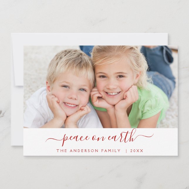 Peace on Earth Christmas Holiday Photo Card (Front)
