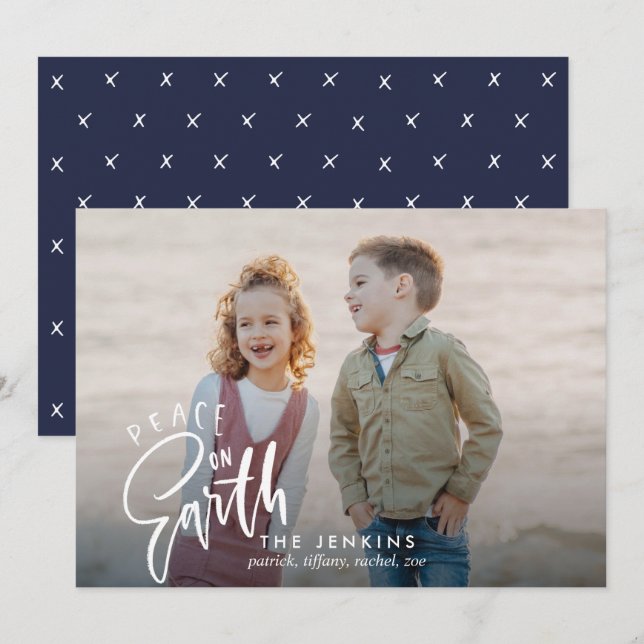 Peace on earth | Christmas Holiday Photo Invitation (Front/Back)
