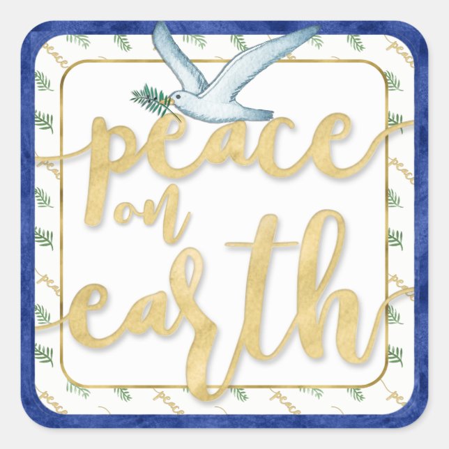 Peace on Earth Christmas Kwanzaa Hanukkah Square Sticker (Front)