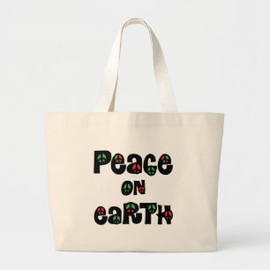 Peace On Earth Christmas Large Tote Bag