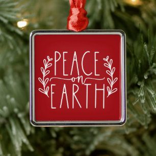 Peace On Earth Christmas Metal Tree Decoration