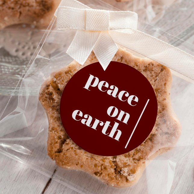 Peace On Earth Christmas Minimalist Classic Round Sticker (Creator Uploaded)