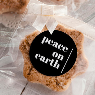 Peace On Earth Christmas Minimalist Classic Round Sticker