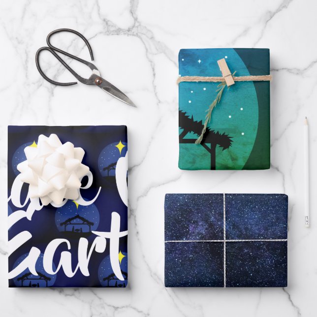 Peace On Earth Christmas Nativity  Wrapping Paper Sheet (Front)