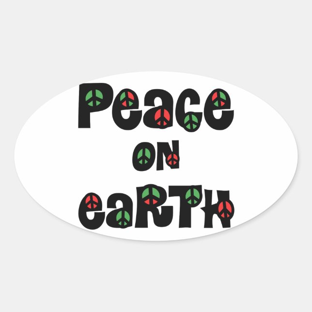 Peace On Earth Christmas Oval Sticker (Front)