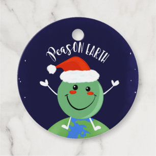 peace on earth christmas pea art funny pun gag favour tags