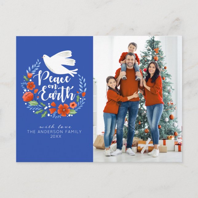 Peace on Earth Christmas Photo Postcard (Front)