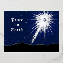 Peace on Earth Christmas Postcard with Foil