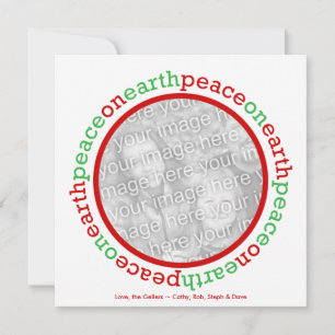 Peace on earth Christmas round photo greeting card