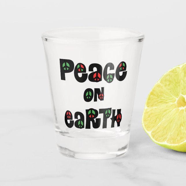 Peace On Earth Christmas Shot Glass (Front)