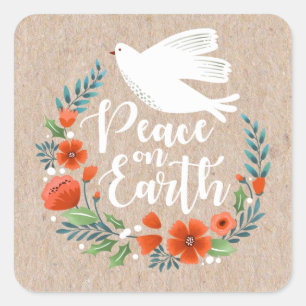 Peace on Earth Christmas Square Sticker