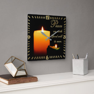 Peace on Earth Christmas Square Wall Clock