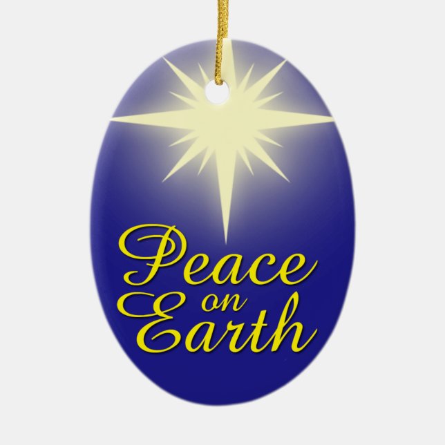 Peace on Earth Christmas Star Holiday Ornament (Front)