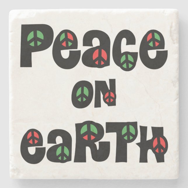 Peace On Earth Christmas Stone Coaster (Front)