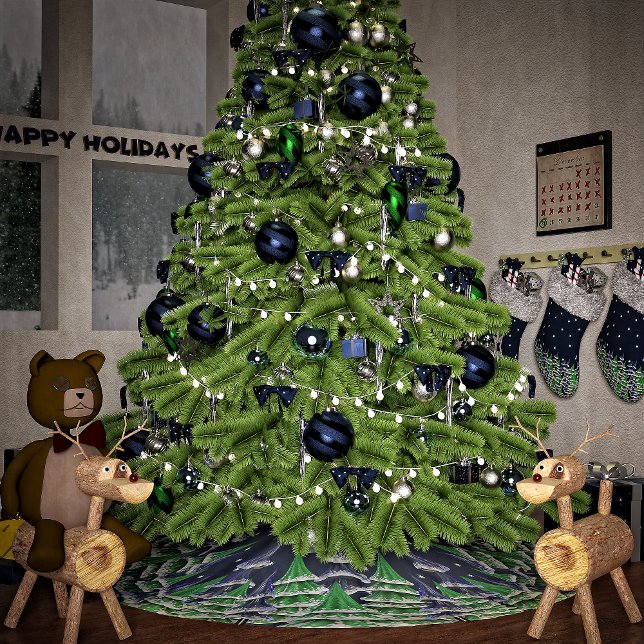 Peace On Earth Christmas Trees Brushed Polyester Tree Skirt (Creator Uploaded)