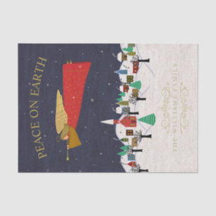 Peace on Earth Christmas Village Folk Art Tissue Paper