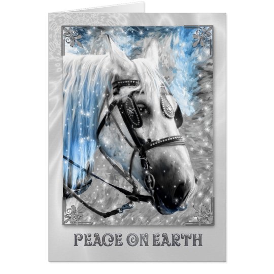 Peace on Earth Christmas White Horse Card