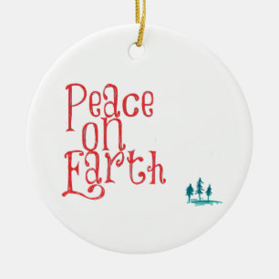 Peace on Earth Christmas Woods Ceramic Tree Decoration