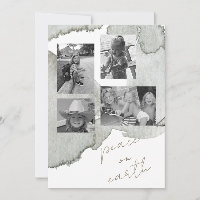 Peace on Earth Collage B/W Photo II Holiday Card (Front)