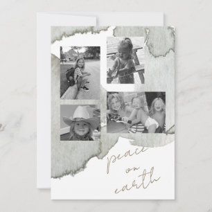 Peace on Earth Collage B/W Photo II Holiday Card