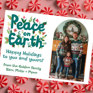 PEACE ON EARTH CUSTOM Arch PHOTO Christmas Holiday Card
