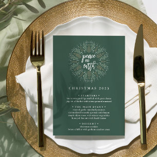 Peace on Earth   Custom Christmas Dinner Menu Invitation