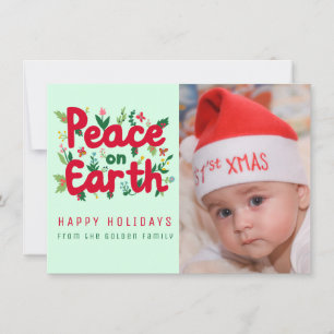 PEACE ON EARTH CUSTOM PHOTO Christmas Card