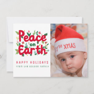 PEACE ON EARTH CUSTOM PHOTO Christmas Card