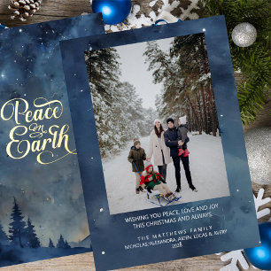 Peace on Earth Custom Photo Christmas Foil Holiday Card
