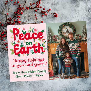 PEACE ON EARTH CUSTOM PHOTO Christmas Holidays Holiday Card