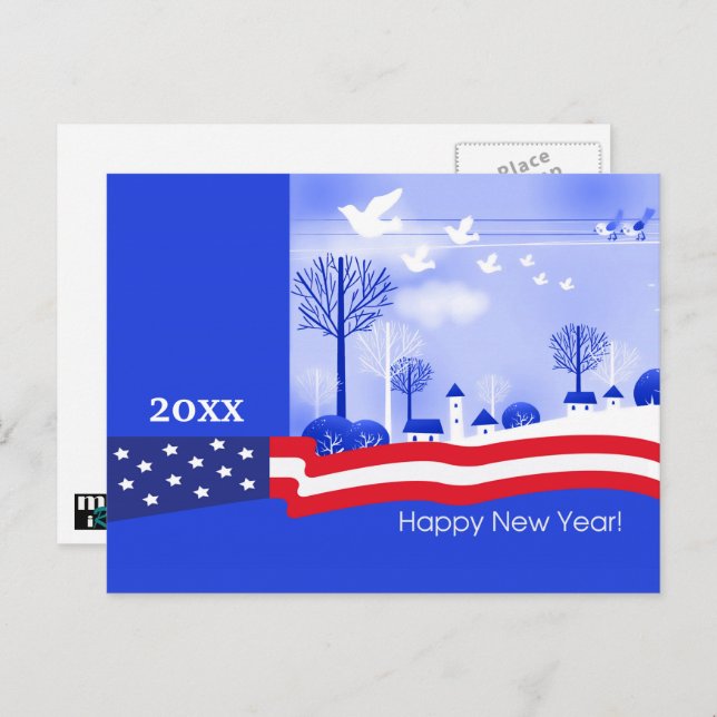 Peace on Earth. Custom Year Patriotic New Year's  Holiday Postcard (Front/Back)