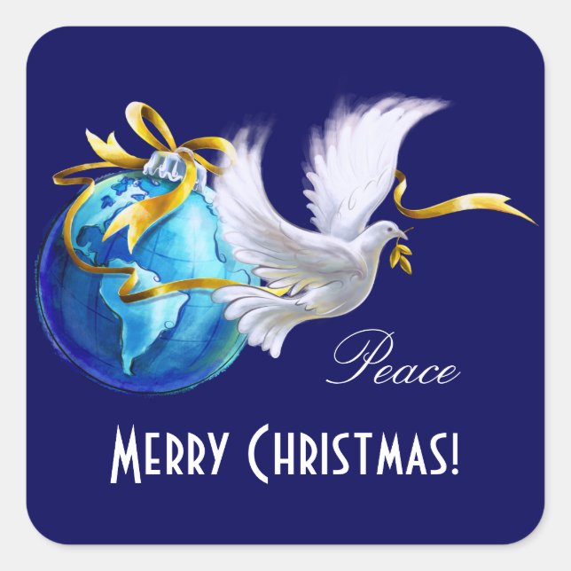Peace on Earth.Customisable Christmas Stickers (Front)