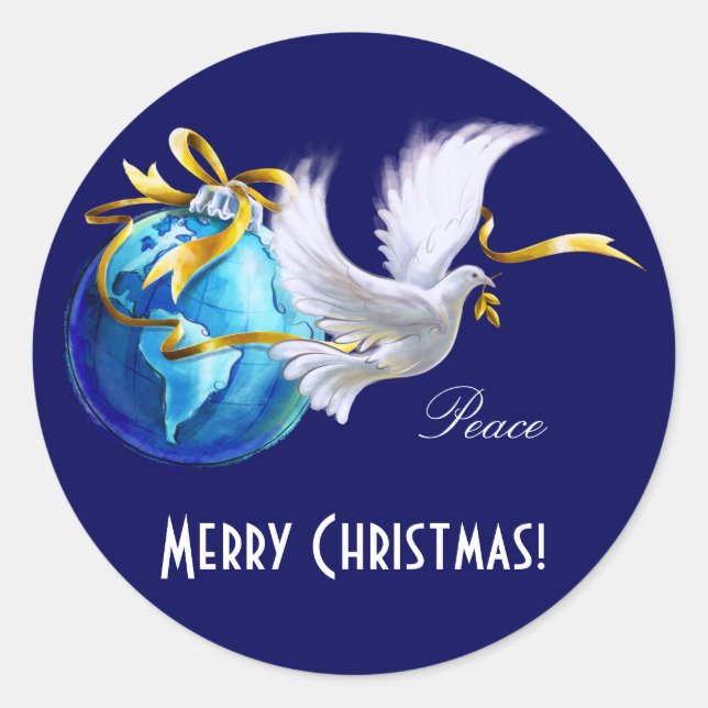 Peace on Earth.Customisable Christmas Stickers (Front)