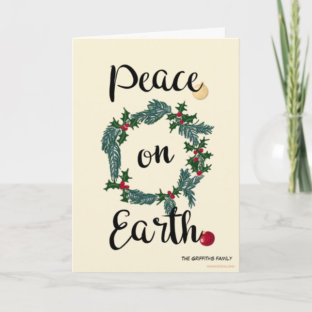 Peace on Earth. Customisable Holiday Card (Front)