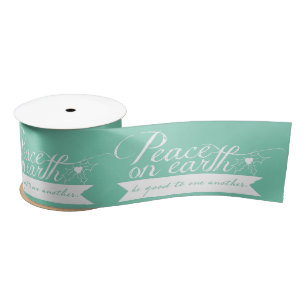 Peace on Earth Customise Colours Christmas Ribbon Satin Ribbon
