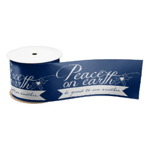 Peace on Earth Customise Colours Christmas Ribbon Satin Ribbon