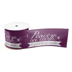 Peace on Earth Customise Colours Christmas Ribbon Satin Ribbon