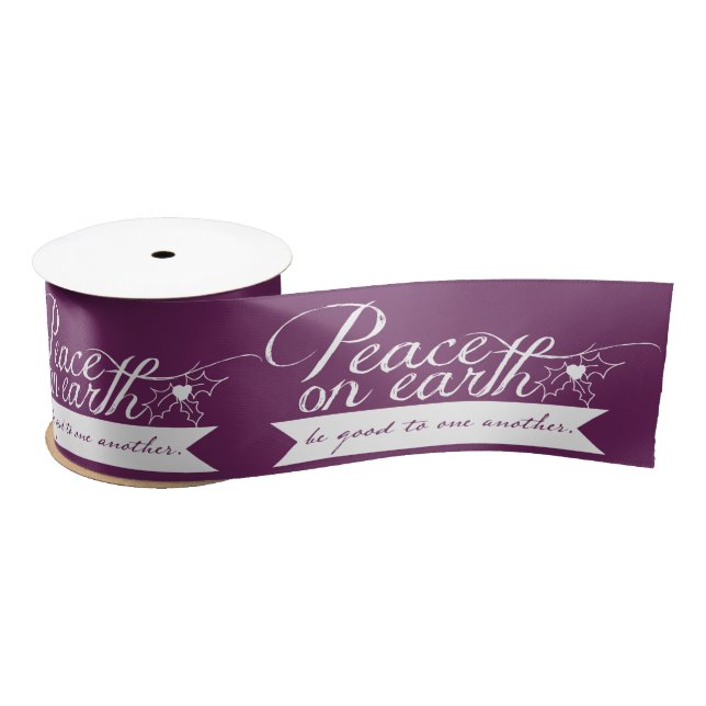 Peace on Earth Customise Colours Christmas Ribbon Satin Ribbon (Spool)