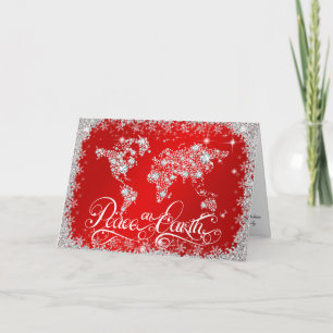Peace on Earth Diamonds Ruby Red PERSONALIZED Holiday Card
