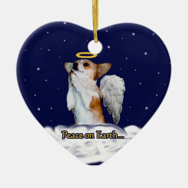 Peace on Earth Dott Angel Heart Ornament (Front)