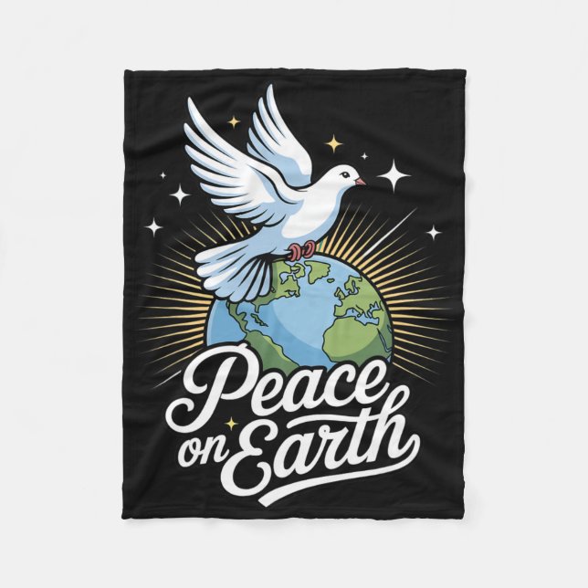 Peace On Earth Dove And Globe Faith Christmas  Fleece Blanket (Front)