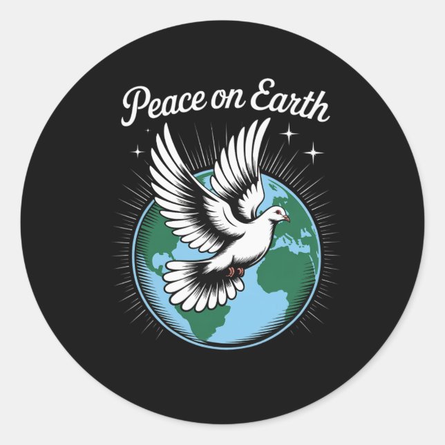 Peace On Earth Dove And Globe Faith Christmas Spir Classic Round Sticker (Front)