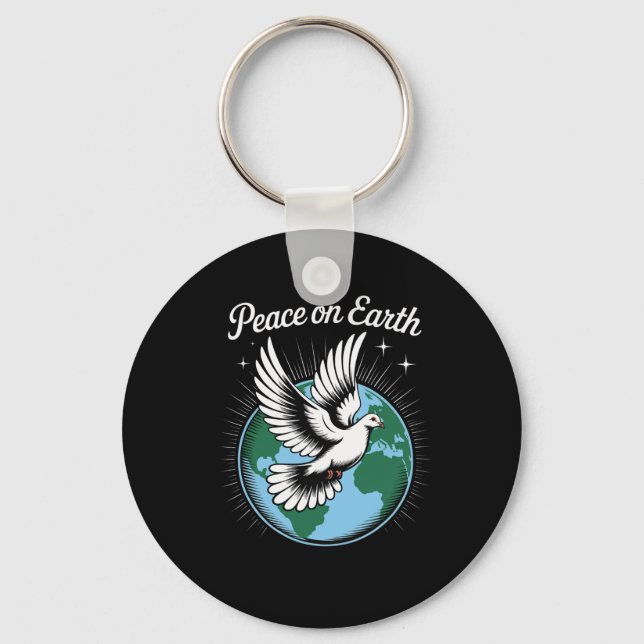 Peace On Earth Dove And Globe Faith Christmas Spir Key Ring (Front)