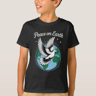 Peace On Earth Dove And Globe Faith Christmas Spir T-Shirt
