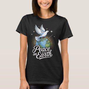 Peace On Earth Dove And Globe Faith Christmas T-Shirt