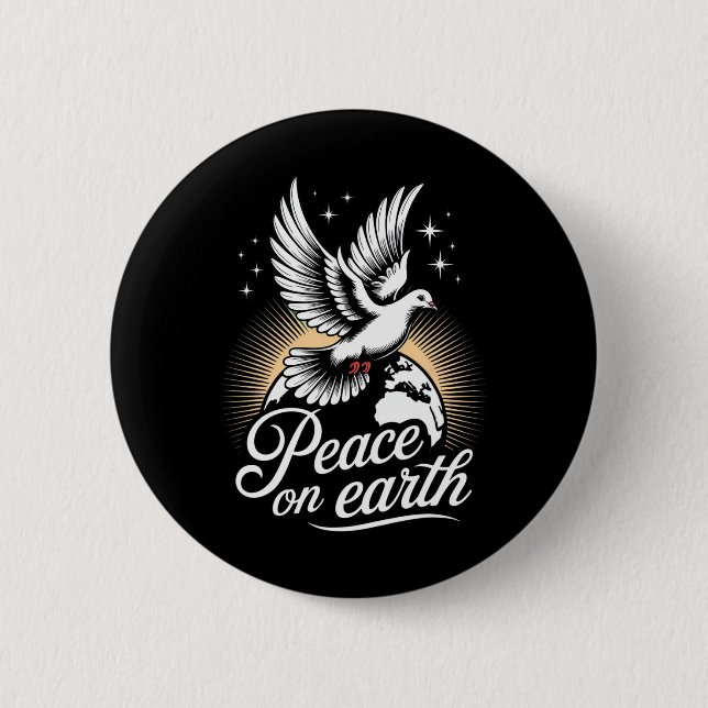 Peace On Earth Dove And Globe Peaceful Christmas  6 Cm Round Badge (Front)